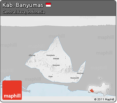 Gray 3D Map of Kab. Banyumas, single color outside