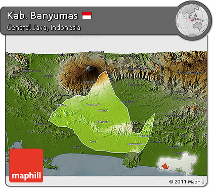 Physical 3D Map of Kab. Banyumas, darken