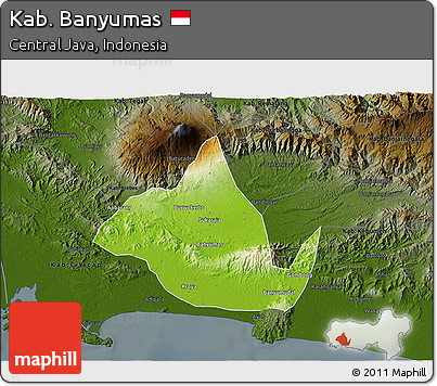Physical 3D Map of Kab. Banyumas, darken