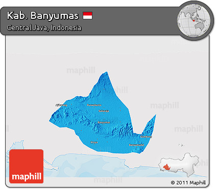Political 3D Map of Kab. Banyumas, single color outside