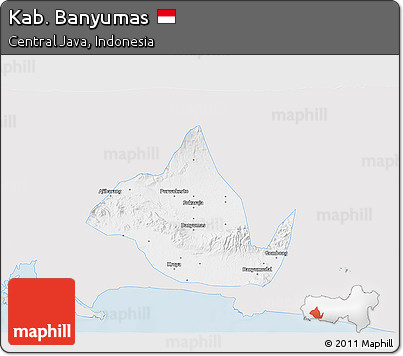Silver Style 3D Map of Kab. Banyumas, single color outside