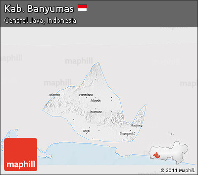 Silver Style 3D Map of Kab. Banyumas, single color outside