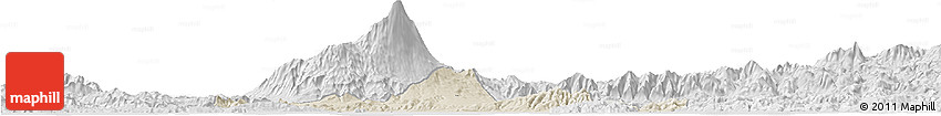Shaded Relief Horizon Map of Kab. Banyumas, lighten, desaturated