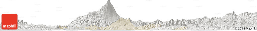 Shaded Relief Horizon Map of Kab. Banyumas, lighten, semi-desaturated