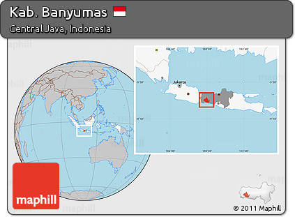 Gray Location Map of Kab. Banyumas, highlighted country, highlighted parent region