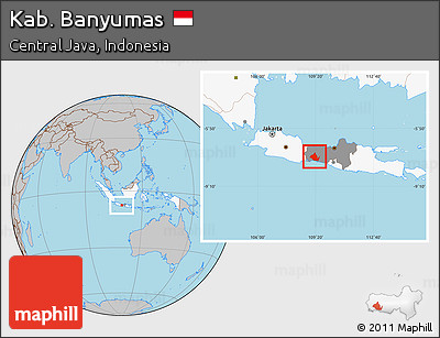 Gray Location Map of Kab. Banyumas, highlighted country, highlighted parent region