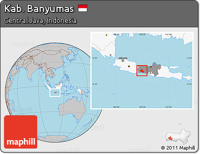 Gray Location Map of Kab. Banyumas, highlighted country, highlighted parent region