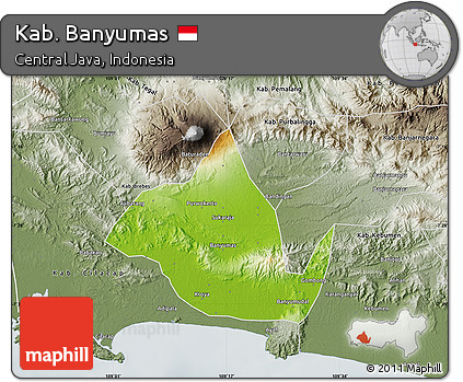 Physical Map of Kab. Banyumas, semi-desaturated