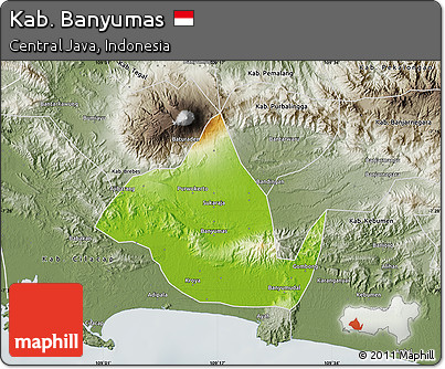 Physical Map of Kab. Banyumas, semi-desaturated