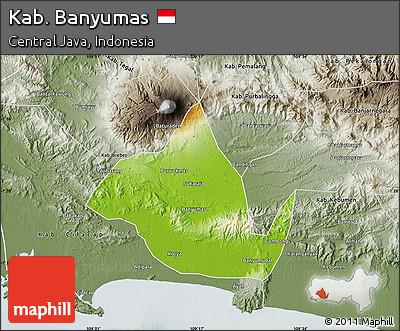 Physical Map of Kab. Banyumas, semi-desaturated