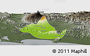Physical Panoramic Map of Kab. Banyumas, darken, semi-desaturated