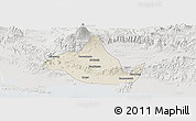 Shaded Relief Panoramic Map of Kab. Banyumas, lighten, semi-desaturated