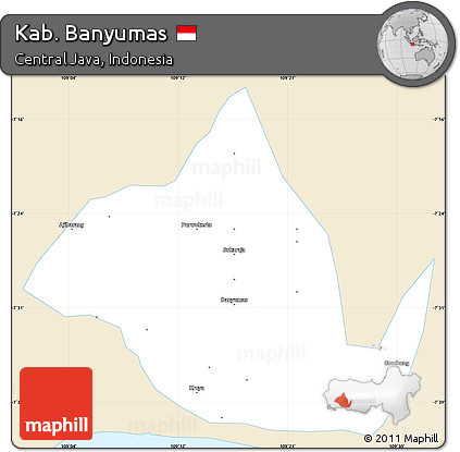 Classic Style Simple Map of Kab. Banyumas, single color outside