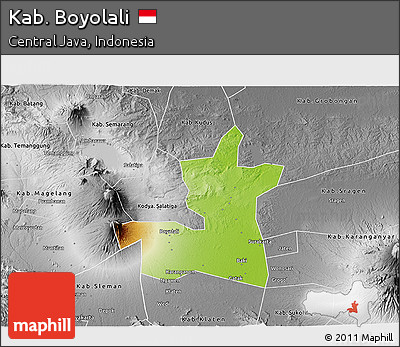 Physical 3D Map of Kab. Boyolali, desaturated