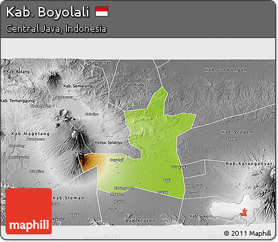Physical 3D Map of Kab. Boyolali, desaturated