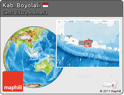 Physical Location Map of Kab. Boyolali, highlighted country, highlighted parent region