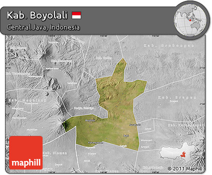 Satellite Map of Kab. Boyolali, lighten, desaturated