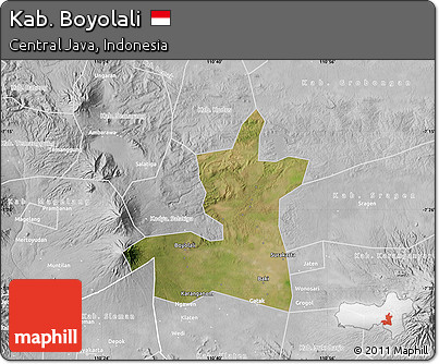 Satellite Map of Kab. Boyolali, lighten, desaturated