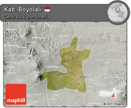 Satellite Map of Kab. Boyolali, lighten, semi-desaturated