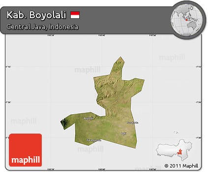 Satellite Map of Kab. Boyolali, single color outside