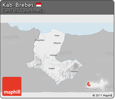 Gray 3D Map of Kab. Brebes, single color outside