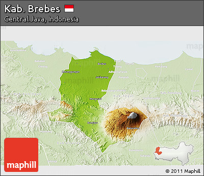Physical 3D Map of Kab. Brebes, lighten