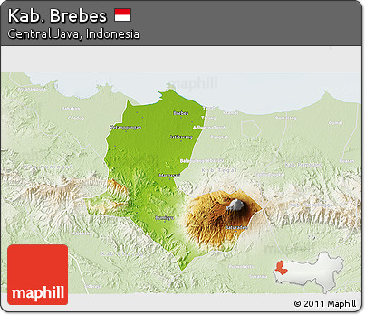 Physical 3D Map of Kab. Brebes, lighten