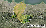 Satellite 3D Map of Kab. Brebes, semi-desaturated