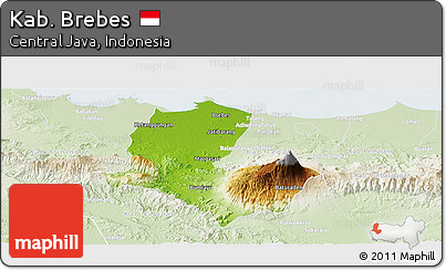 Physical Panoramic Map of Kab. Brebes, lighten