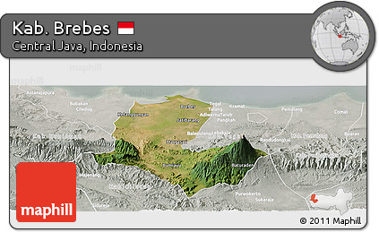 Satellite Panoramic Map of Kab. Brebes, lighten, semi-desaturated
