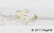 Shaded Relief Panoramic Map of Kab. Brebes, lighten, semi-desaturated
