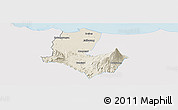Shaded Relief Panoramic Map of Kab. Brebes, single color outside