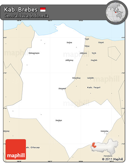 Classic Style Simple Map of Kab. Brebes