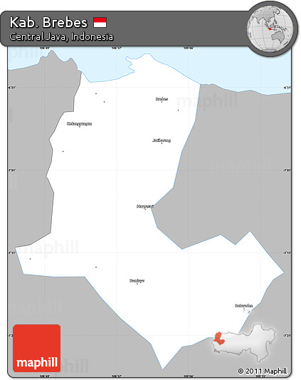 Gray Simple Map of Kab. Brebes, single color outside