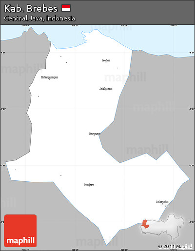 Gray Simple Map of Kab. Brebes, single color outside
