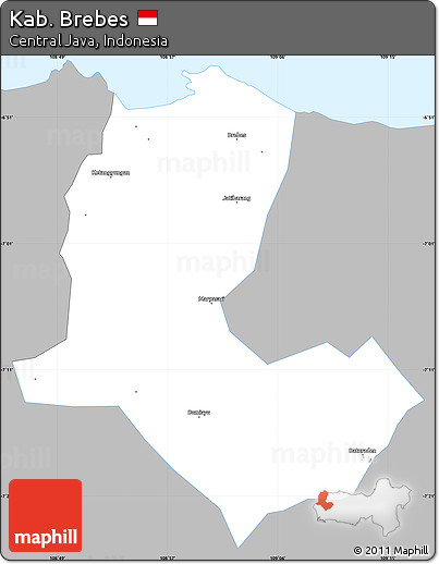 Gray Simple Map of Kab. Brebes, single color outside