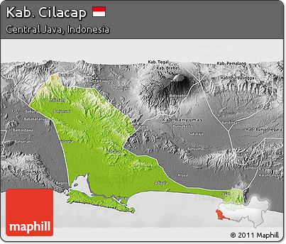 Physical 3D Map of Kab. Cilacap, desaturated