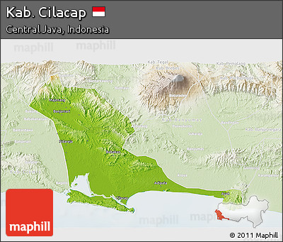 Physical 3D Map of Kab. Cilacap, lighten