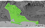 Political 3D Map of Kab. Cilacap, darken, desaturated