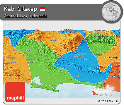Political 3D Map of Kab. Cilacap