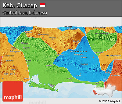 Political 3D Map of Kab. Cilacap