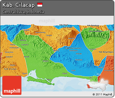 Political 3D Map of Kab. Cilacap