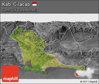 Satellite 3D Map of Kab. Cilacap, desaturated