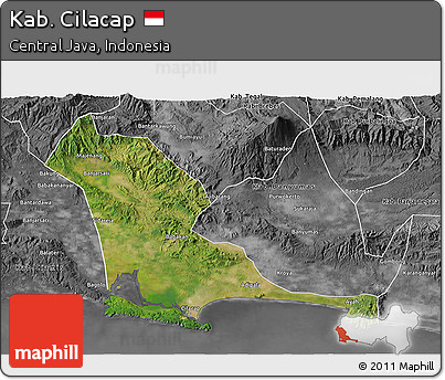 Satellite 3D Map of Kab. Cilacap, desaturated