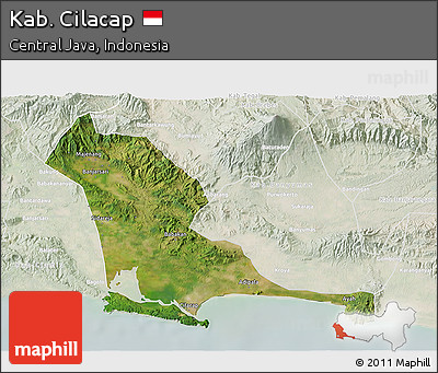 Satellite 3D Map of Kab. Cilacap, lighten