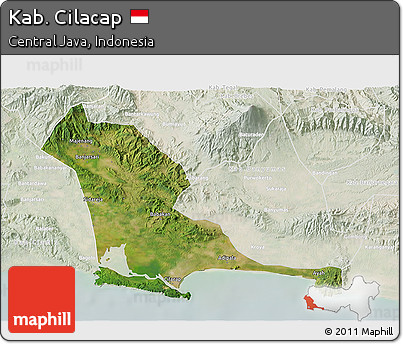 Satellite 3D Map of Kab. Cilacap, lighten