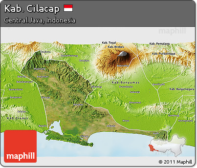 Satellite 3D Map of Kab. Cilacap, physical outside
