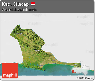 Satellite 3D Map of Kab. Cilacap, single color outside