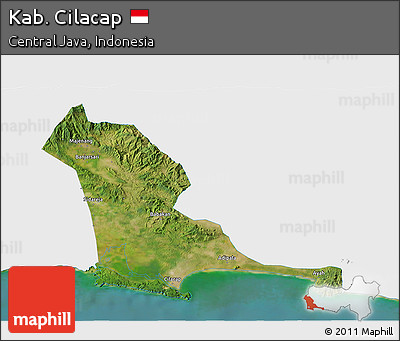 Satellite 3D Map of Kab. Cilacap, single color outside