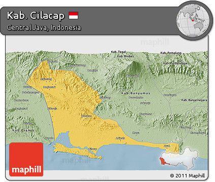 Savanna Style 3D Map of Kab. Cilacap